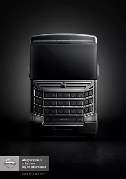 When they wanted to show that when you're texting, your eyes aren't on the road.